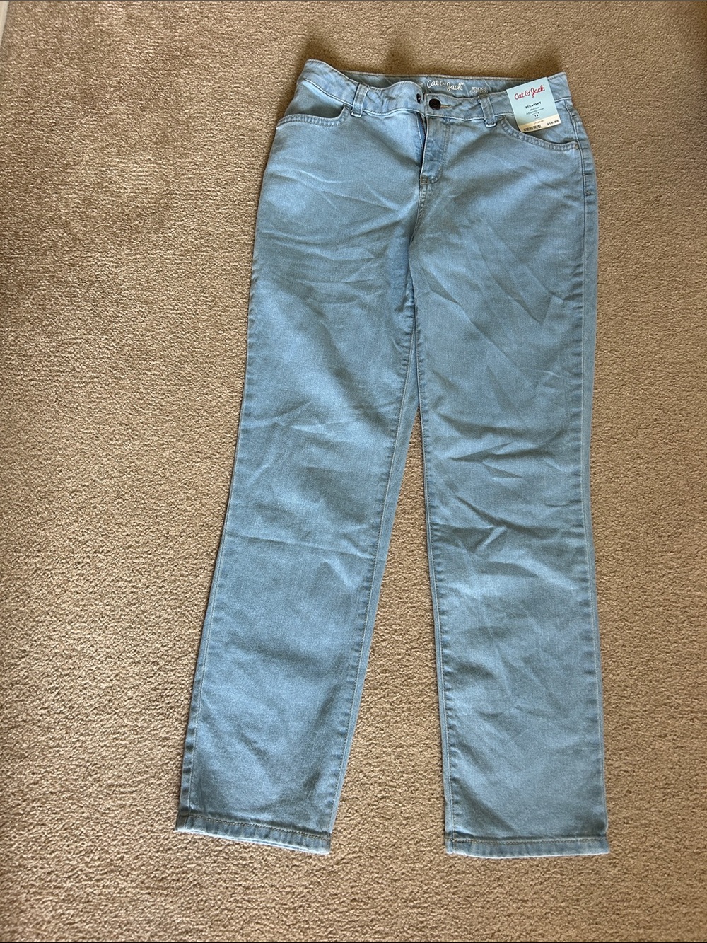 NWT cat and Jack straight mid rise adjustable waist jeans size 18
